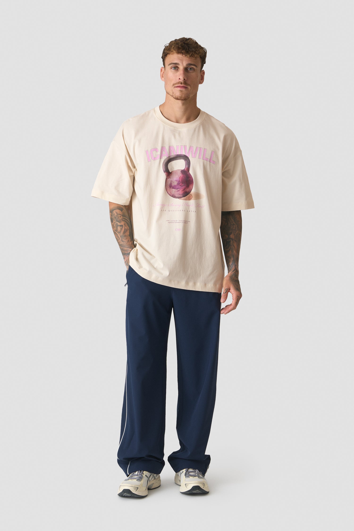 ICIW - Everyday Oversized Cotton T-Shirt Print Cream White