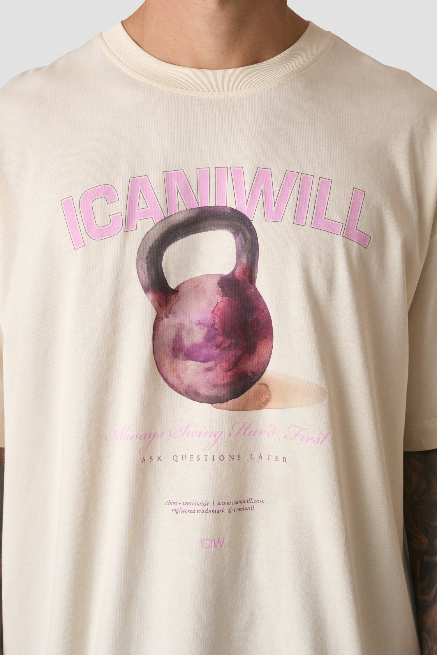 ICIW - Everyday Oversized Cotton T-Shirt Print Cream White