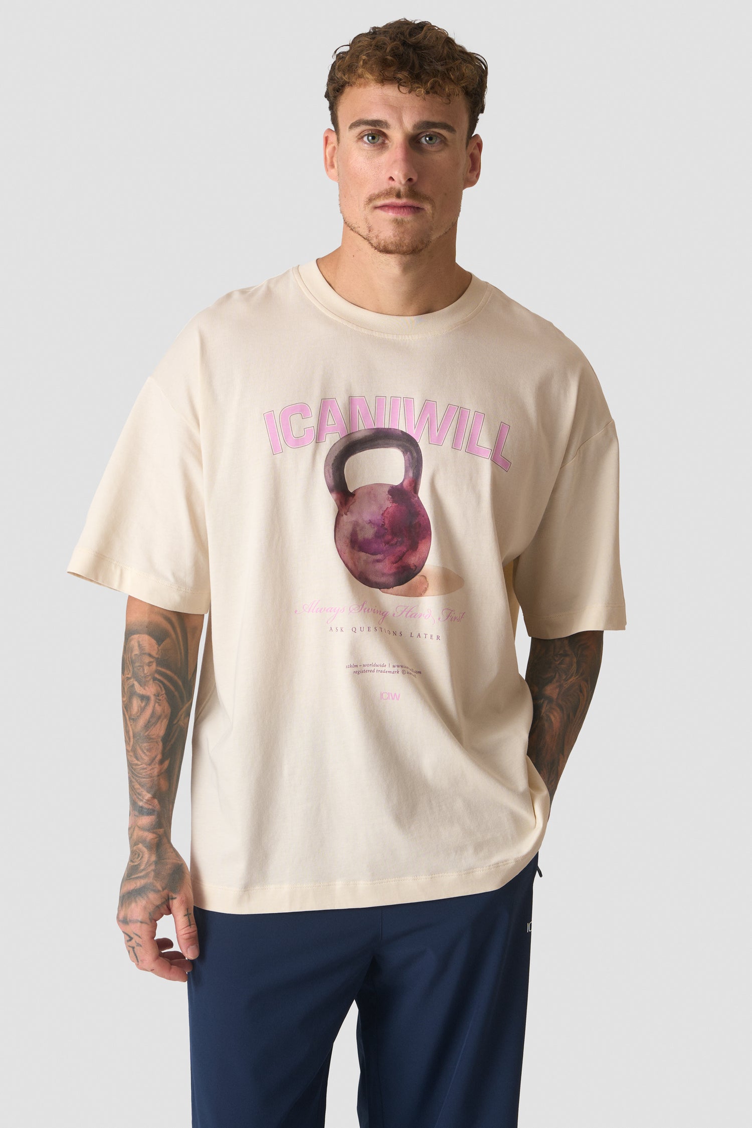 ICIW - Everyday Oversized Cotton T-Shirt Print Cream White