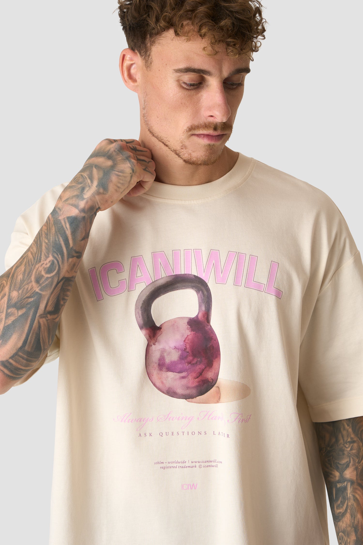 ICIW - Everyday Oversized Cotton T-Shirt Print Cream White
